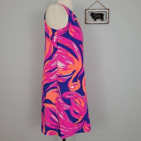 Lilly Pulitzer Jackie Shift‎ Dress Sz XS 100% Silk Bomber Blue Plume Blume 23198 - Picture 2 of 12